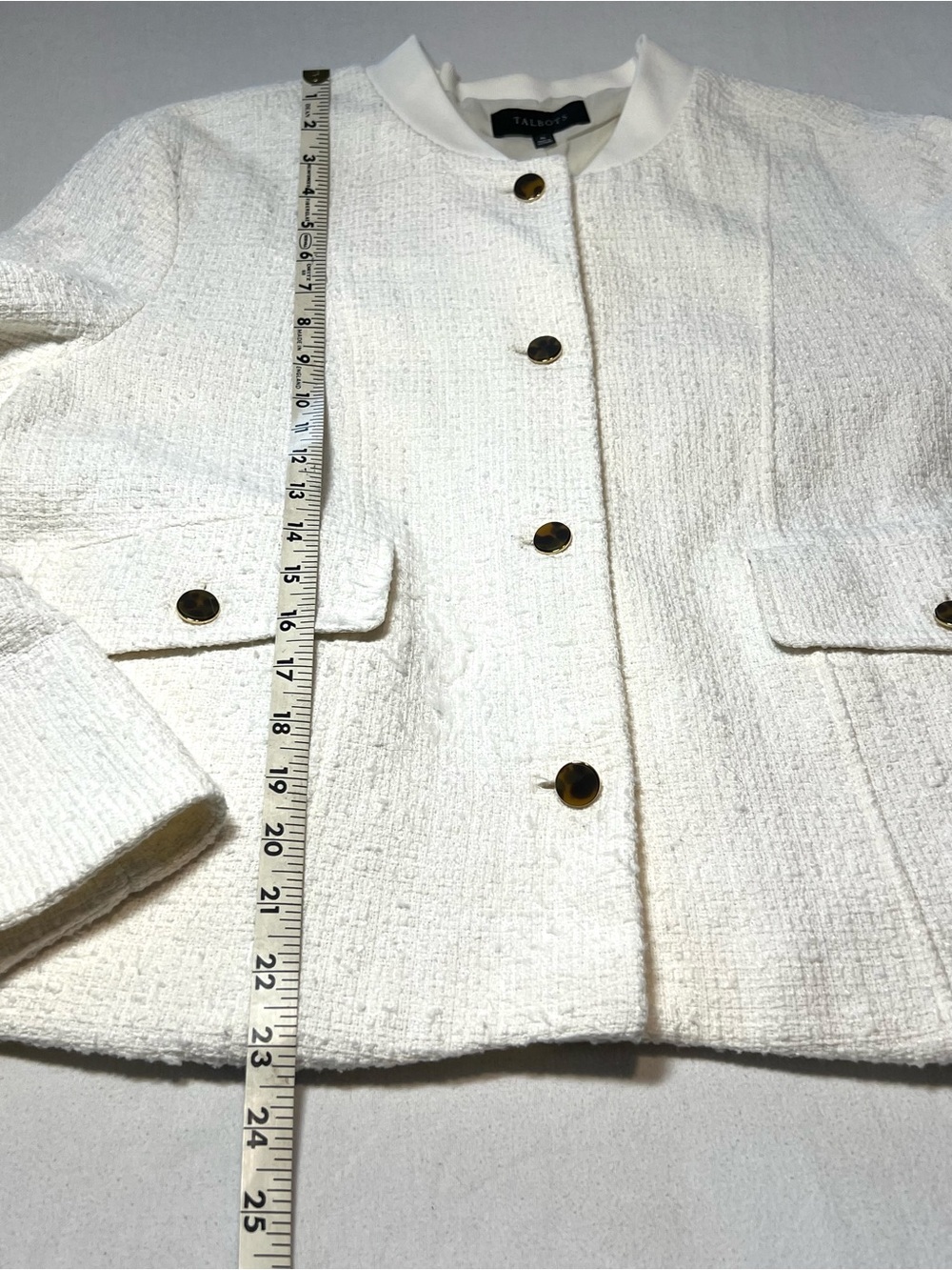 Talbots Cream Textured Tweed Button Jacket - Picture 9 of 9